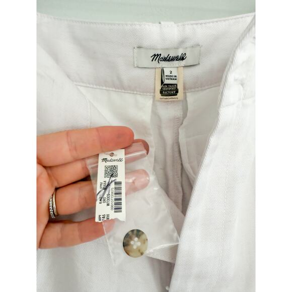 Madewell | NWT The Drapey Twill Pleated Short in White | Sz 2 - Picture 6 of 10